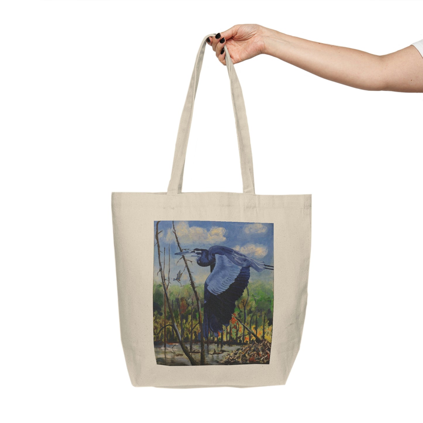 Blue Heron - Canvas Shopping Tote