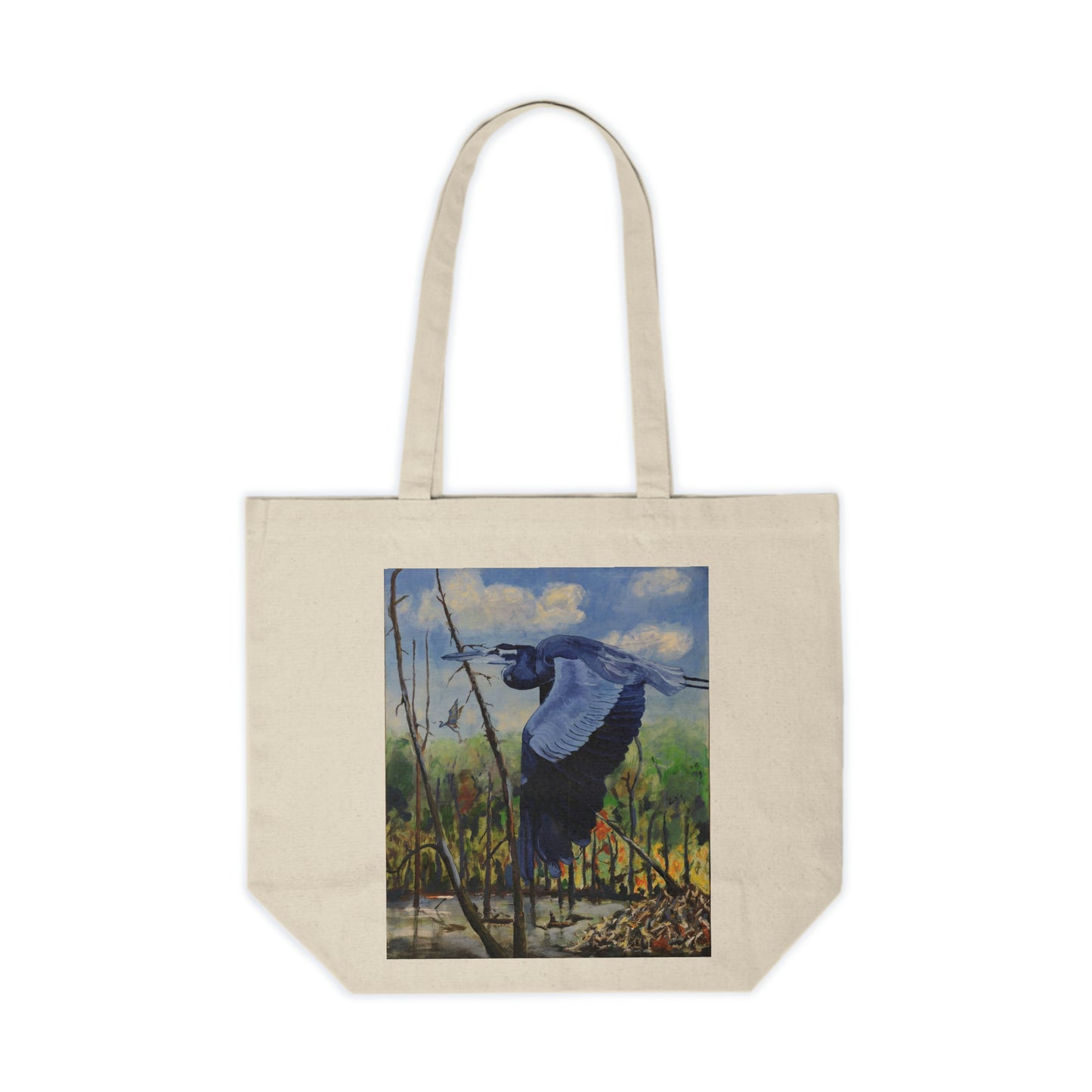 Blue Heron - Canvas Shopping Tote
