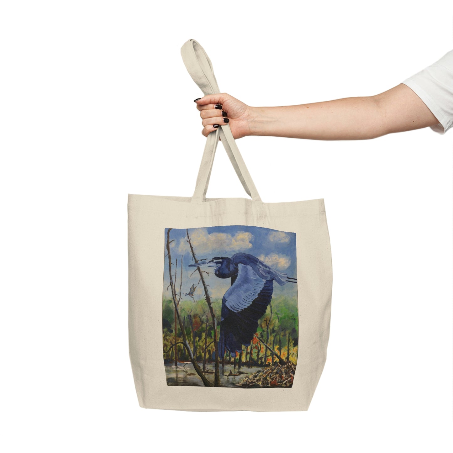 Blue Heron - Canvas Shopping Tote