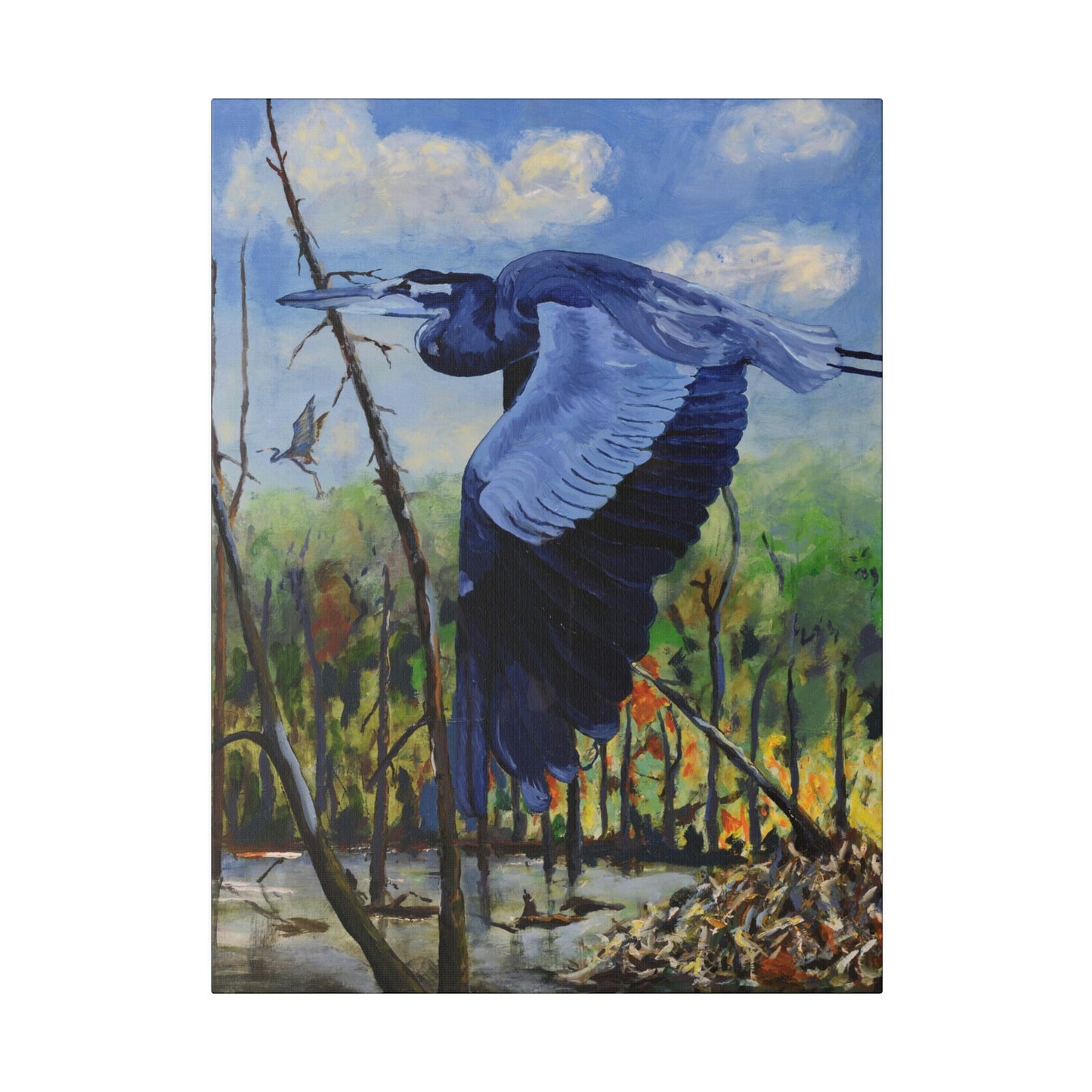Blue Heron - Matte Canvas, Stretched, 0.75"