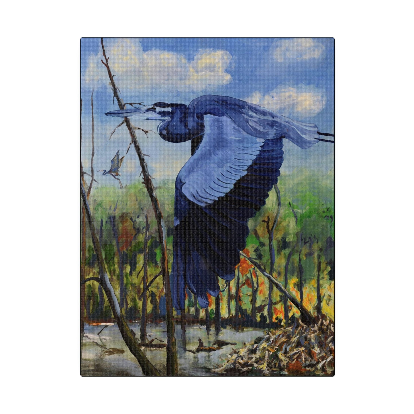 Blue Heron - Matte Canvas, Stretched, 0.75"
